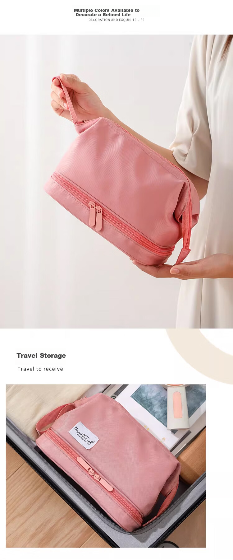 Banjeni Travel Makeup Bag Large Capacity Handheld Portable Partitioned Cosmetic Organizer for Men and Women Luggage Bag 15