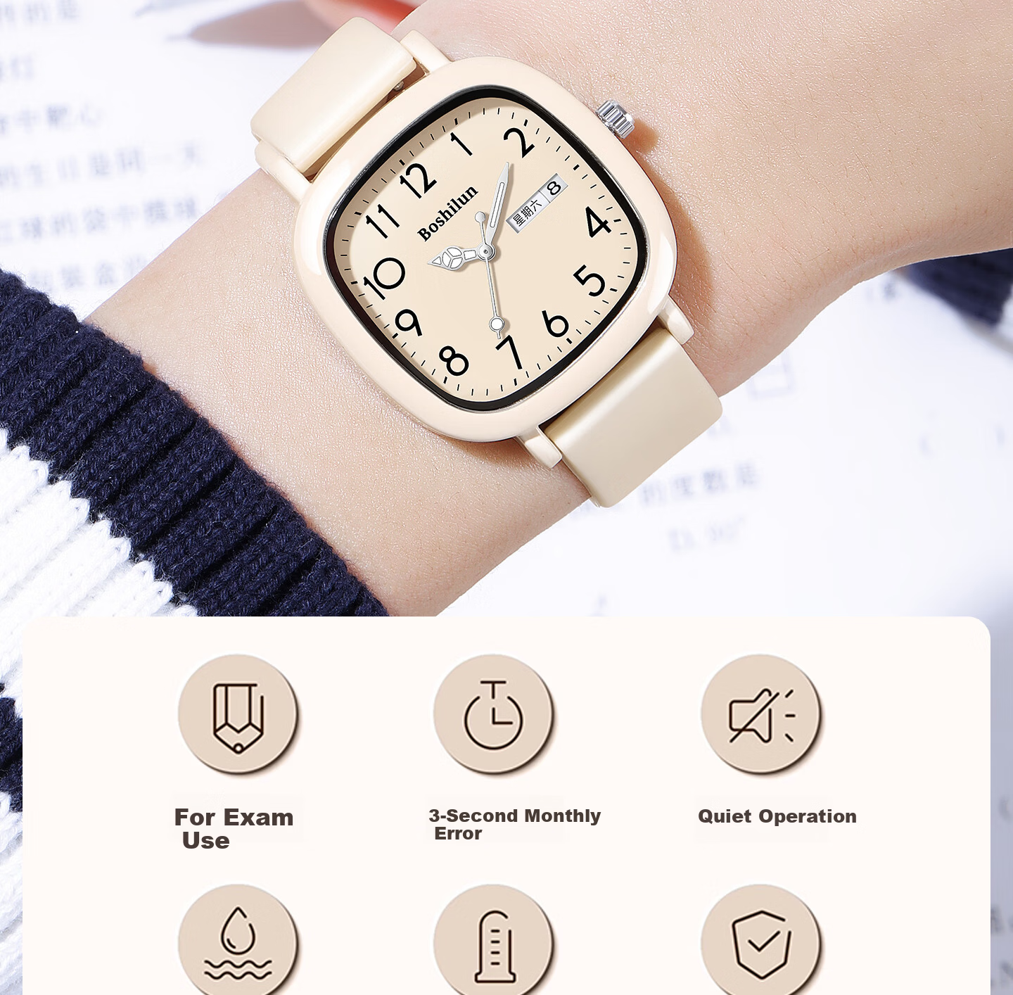 Bausch & Lomb Silent Quartz Exam Watch for Female Middle and High School Students, Time-Only, Gift for Girls 5