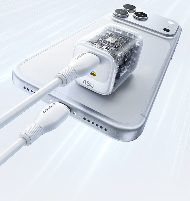 Baseus Mini Ice Charger [Dual C Ports] Apple 17 Charging Head 45W GaN Charger AVS Protocol Dual-Port Fast Charger Compatible with iPhone 17 Pro/16 Huawei Black Plug 6