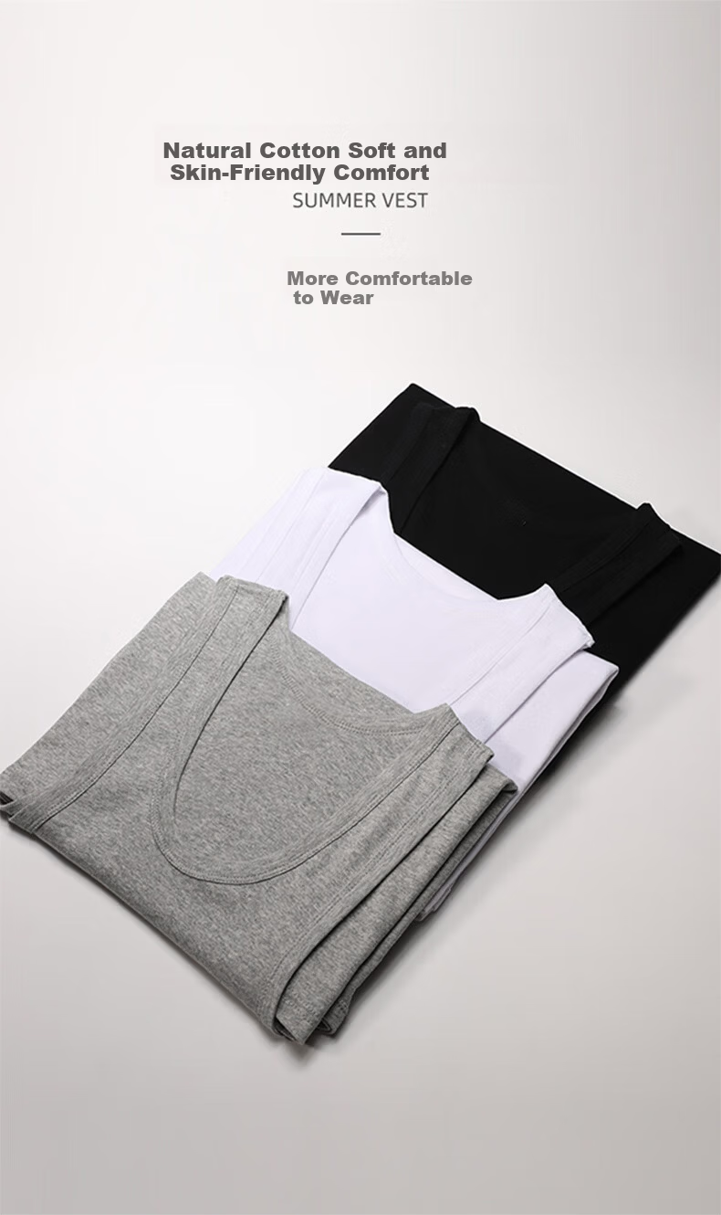 Yuzhaolin Men's Pure Cotton Vest Sleeveless Sports Tank Top Youth All Cotton White Undershirt Spring Summer 11