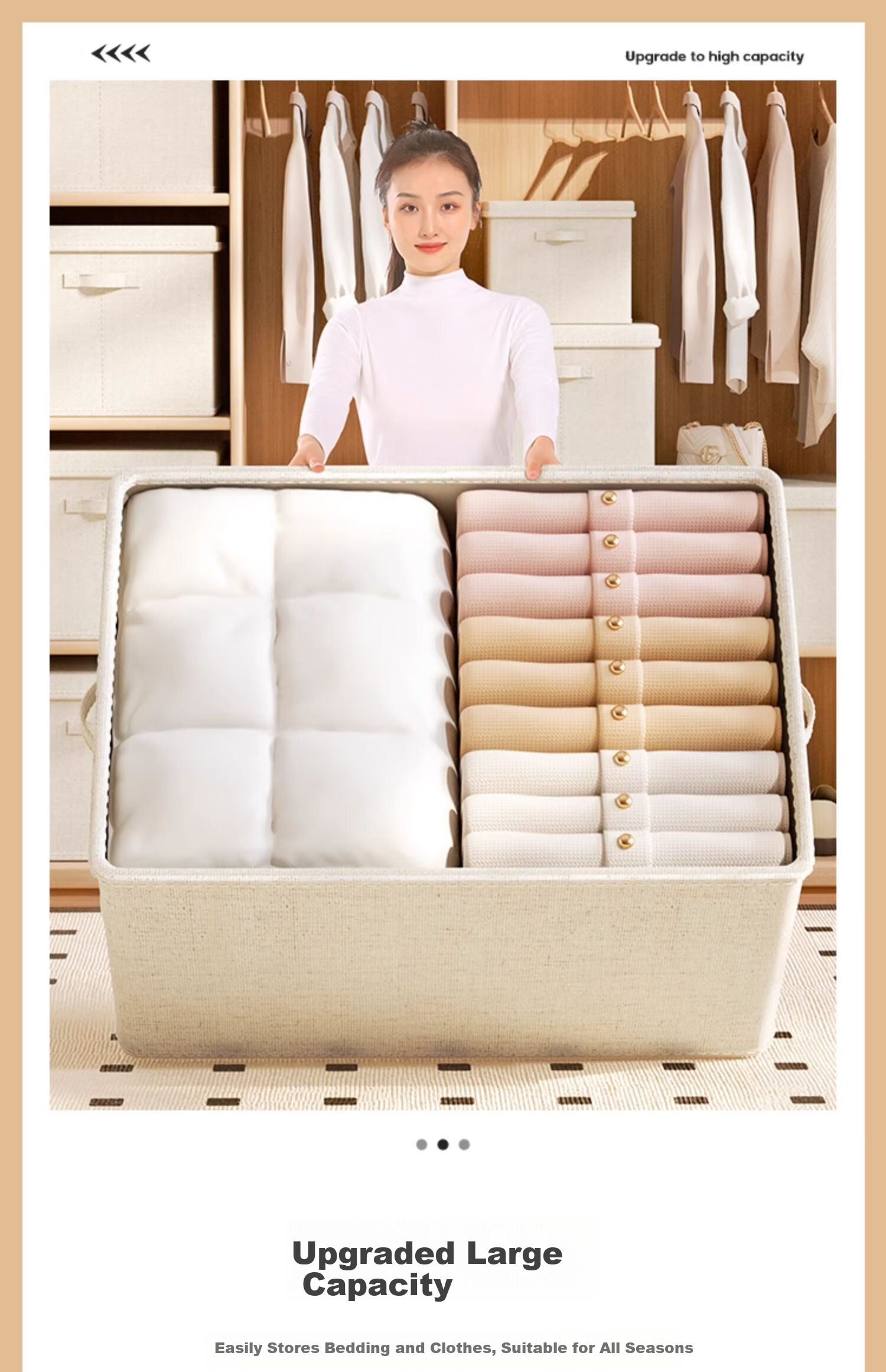 Nailaiwu Japanese Tianshan Cotton Linen Wardrobe Clothes Storage Box Washable Down Jacket Quilt Organizer Large Size 3