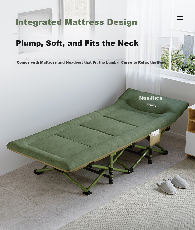 Nanjiren Folding Bed Recliner Office Single Nap Bed Care Bed American Style Ten-Leg Bed 190cm 6