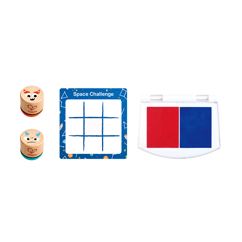Hape (Germany), Educational Battle Toy for Children Aged 3-8, Quick-Drying Wooden Tic-Tac Game with Fun Stamps E6617