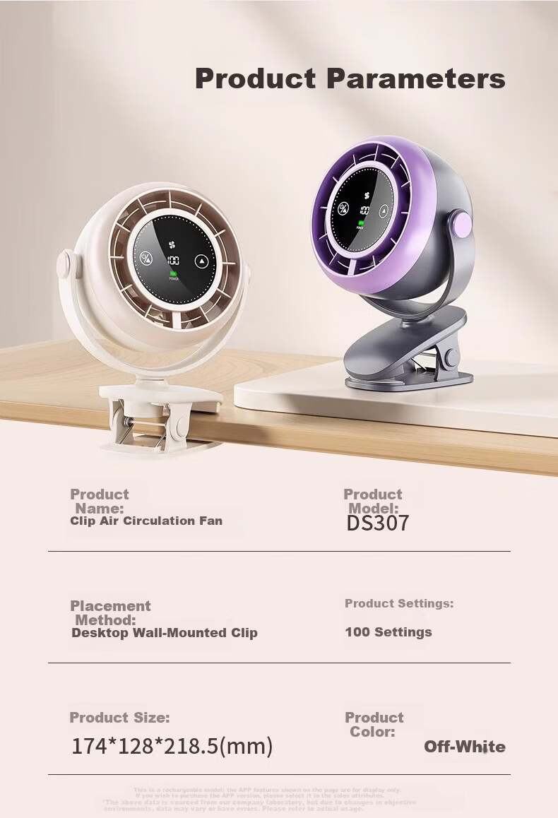 KOVOL 100-Speed Hurricane Clip & Stand Desktop Mini Fan USB Rechargeable Quiet Air Circulation Cooling for Office Dormitory 10