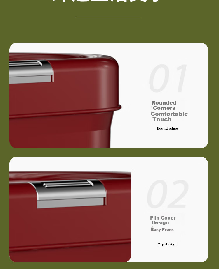 Noshi Bathroom Trash Can with Lid, Narrow Gap High-Value Large Capacity Waste Bin for Toilet, Living Room, Kitchen - Red 10
