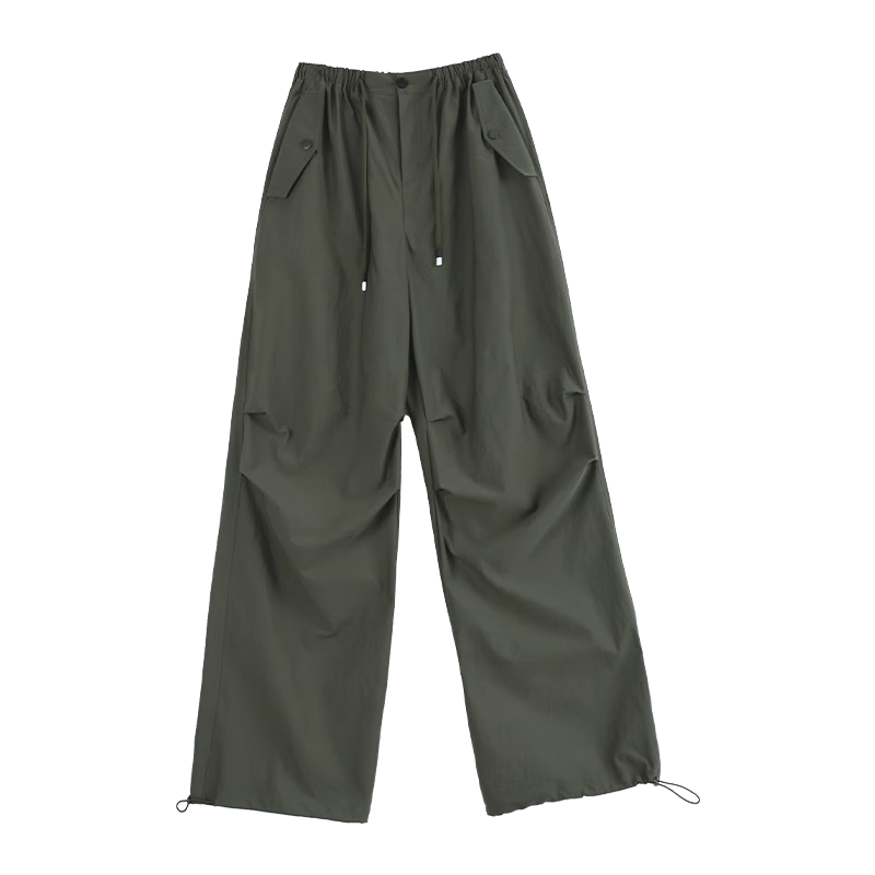 FAESSLIN Women's Military Green Work Pants Summer Thin Quick-Dry Extended Casual Paratrooper Pants American Straight-Leg Wide-Leg Hiking Pants