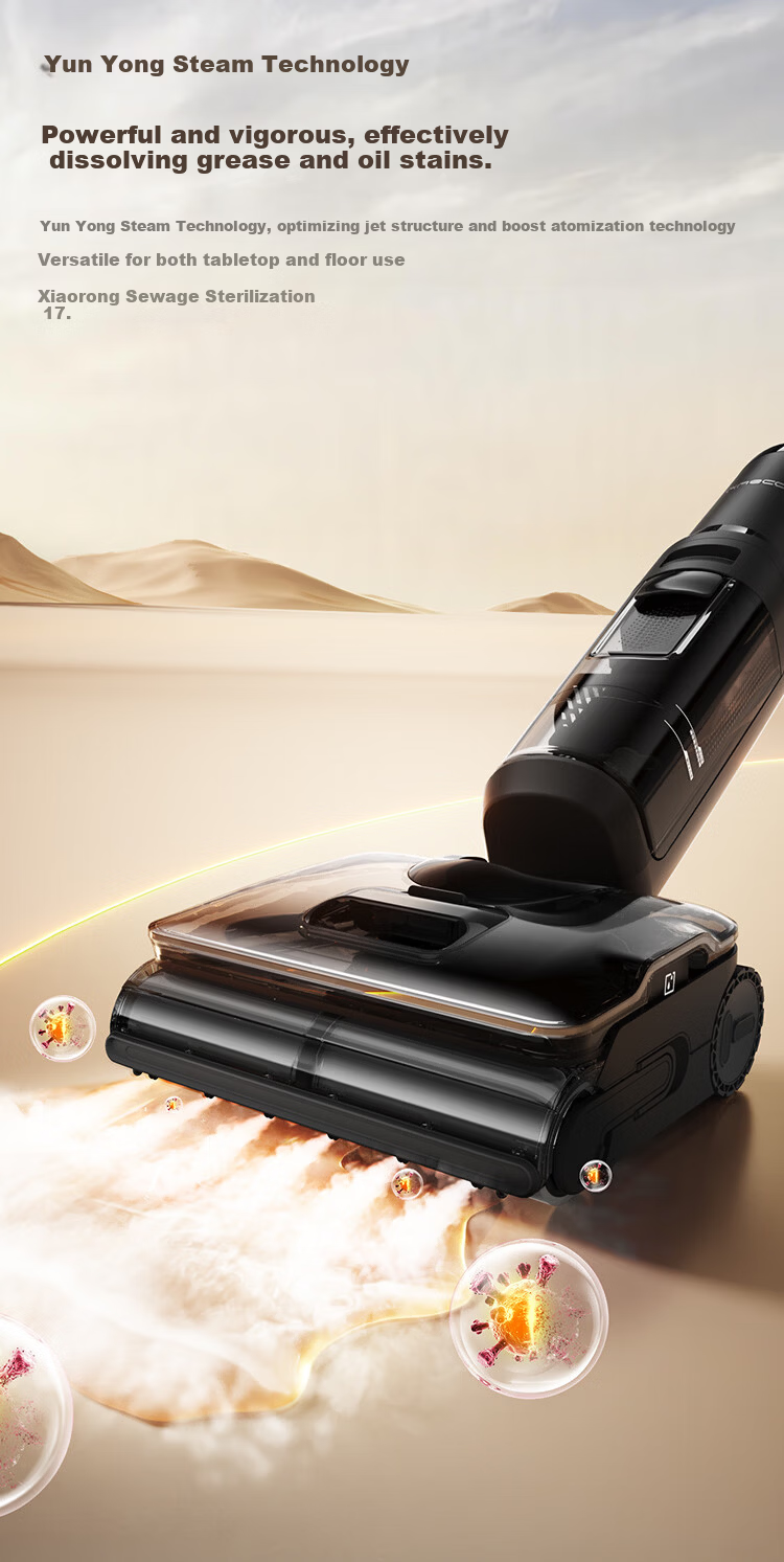 Tineco Geek Steam 2.0 Steam Mop and Vacuum Cleaner Robot with 380°C High-Temperature Steam Source and 28KPa Suction, Anti-Tangle Hair, Floor Cleaning and Mopping All-in-One 9