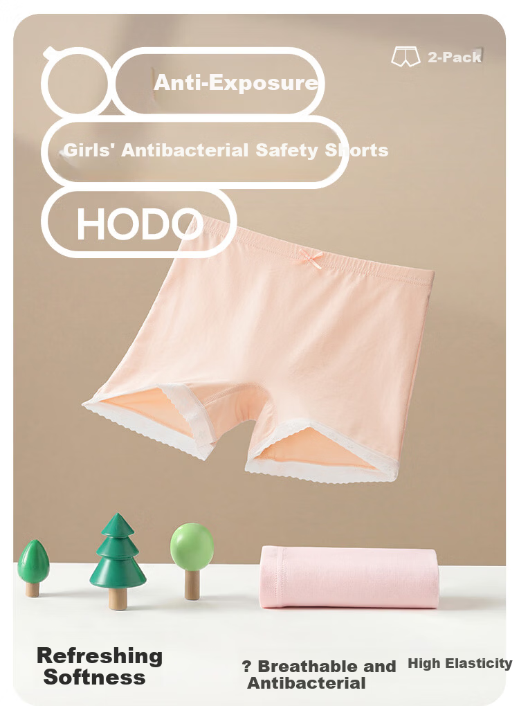 Hodo Girls' Safety Underwear Children's Cotton Antibacterial Class A Girls' Anti-Exposure Solid Color Leggings 4220 Pink Orange Size 150 1