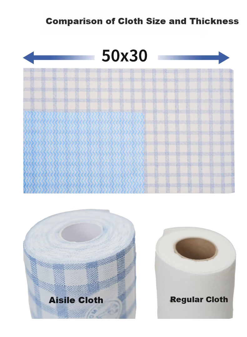 HOME CLEAN Printed Non-Woven Fabric Cleaning Cloth Large Roll 30 Sheets Disposable Thick Kitchen Dishwashing Cloth 6