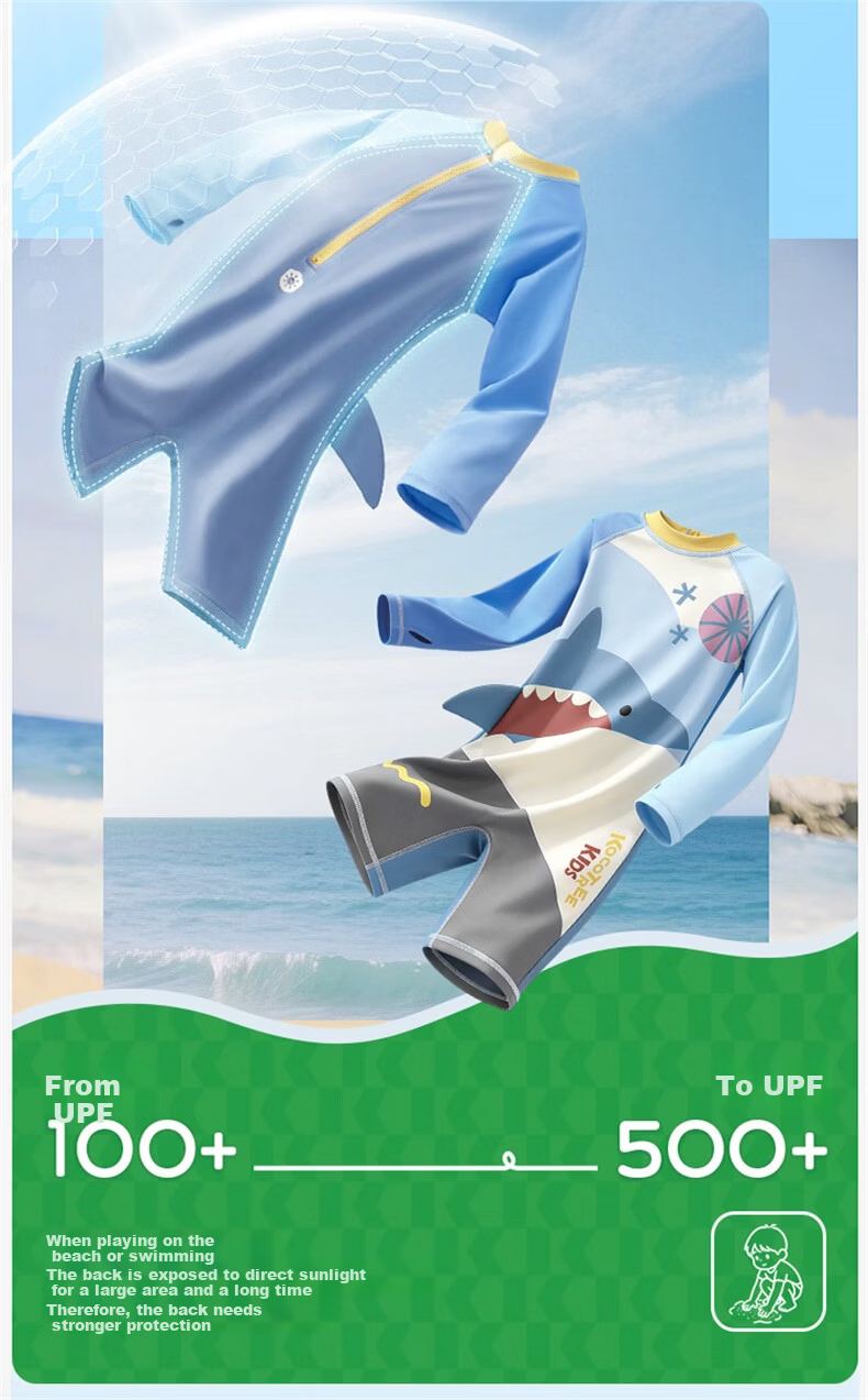 Kocotree KK Tree Kids Swimsuit Original Yarn UV Protection Cartoon Long Sleeve Swimwear Reinforced Back Anti-Sunburn 6