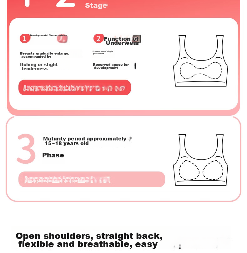 Meishianxuan 2026 Girls' Red Cotton Vest and Bra Set for 12-Year-Olds in Developmental Stage 4