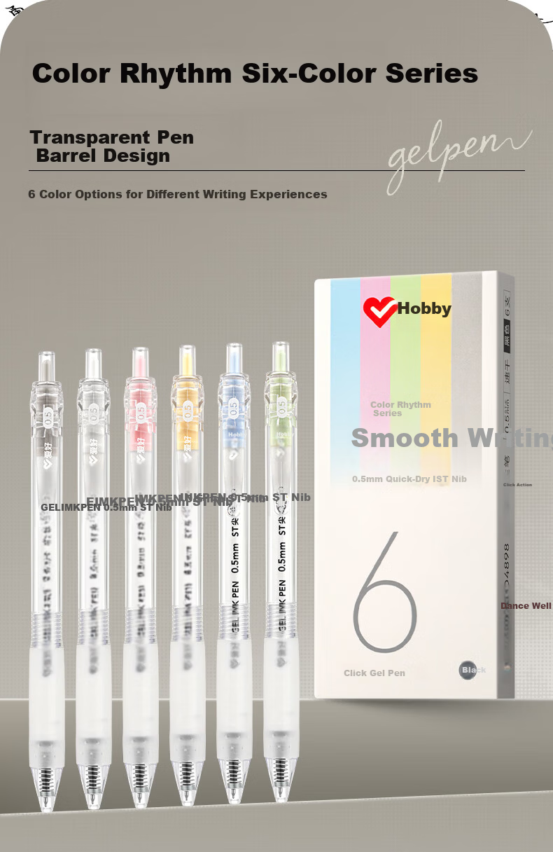 AIHAO Caiyun 0.5mm Quick-Dry Water-Based Retractable Gel Pen Red Ink Teacher Correction Pen ST Tip Business Office Signature Pen 6-Pack D4898 2