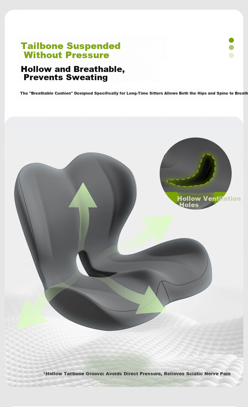 Bubble Waist Support Ergonomic Lumbar Cushion Integrated Backrest Office Chair Seat Pad Long Sitting Essential Father's Day Gift 9