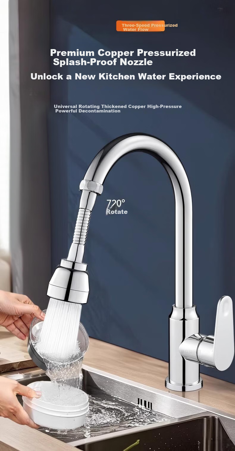 Denwalk [Germany] Kitchen Faucet Brass Spout Long Extension Booster Aerator Three-Mode Splash-Proof V-Shaped Nozzle 1