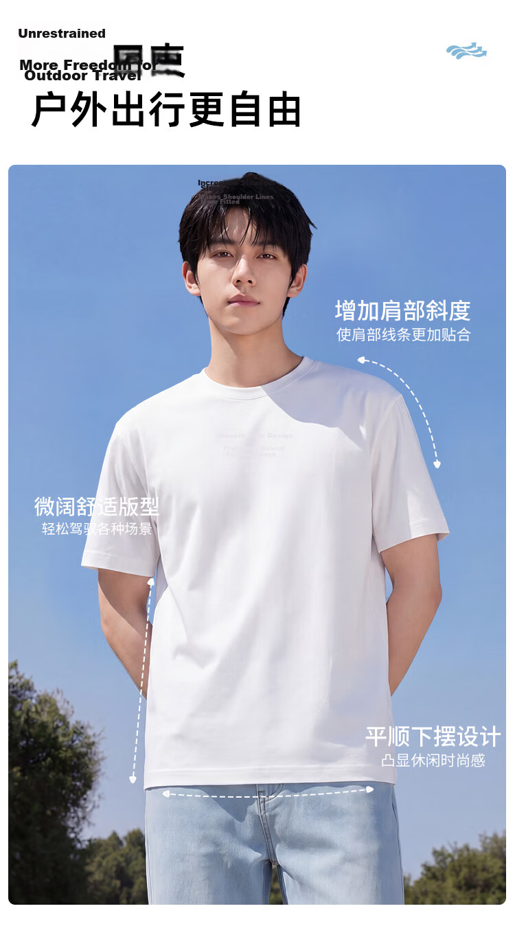 Herbal Original Color Short Sleeve T-Shirt Men 100% Cotton 10A Antibacterial Summer Breathable Casual Sports Crew Neck White Base Shirt 8