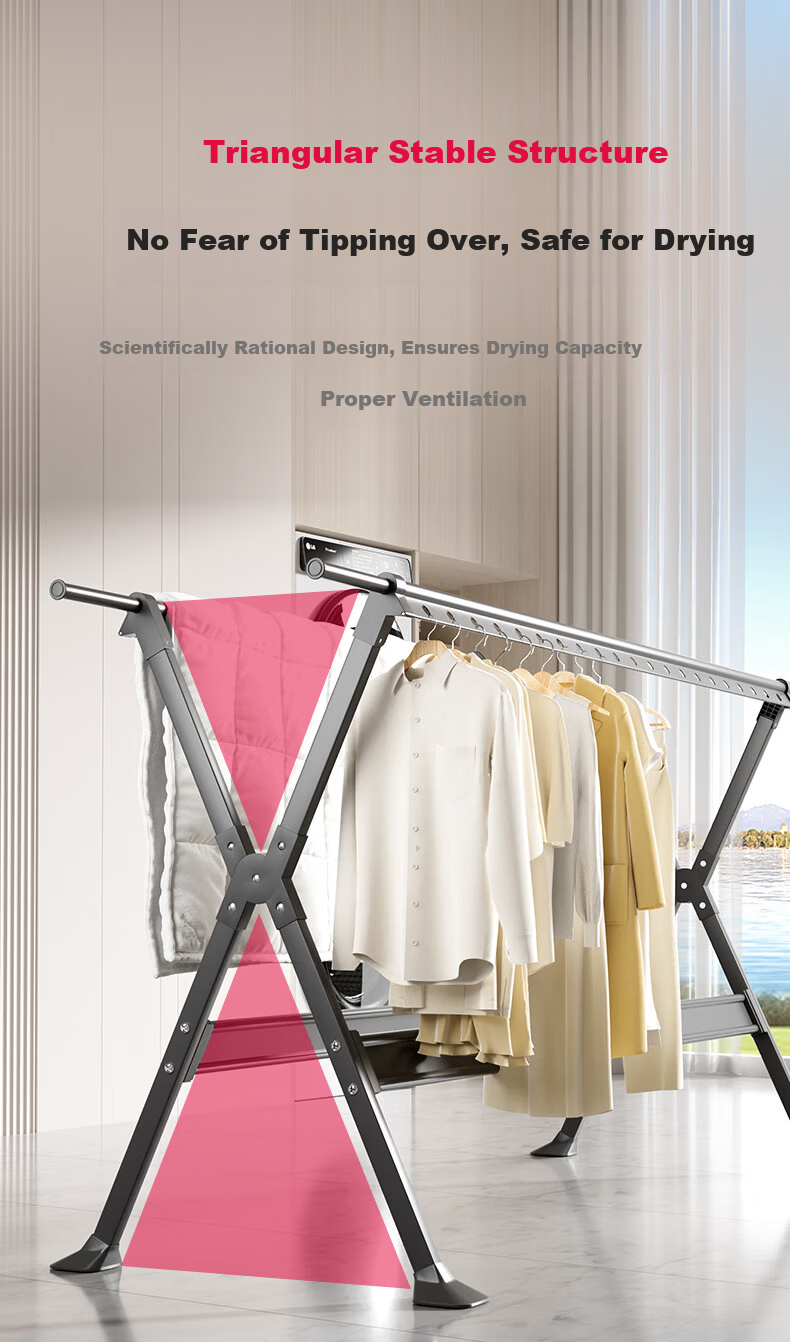 Fengshang Floor-Standing Foldable Clothes Drying Rack for Home Balcony and Bedroom 10