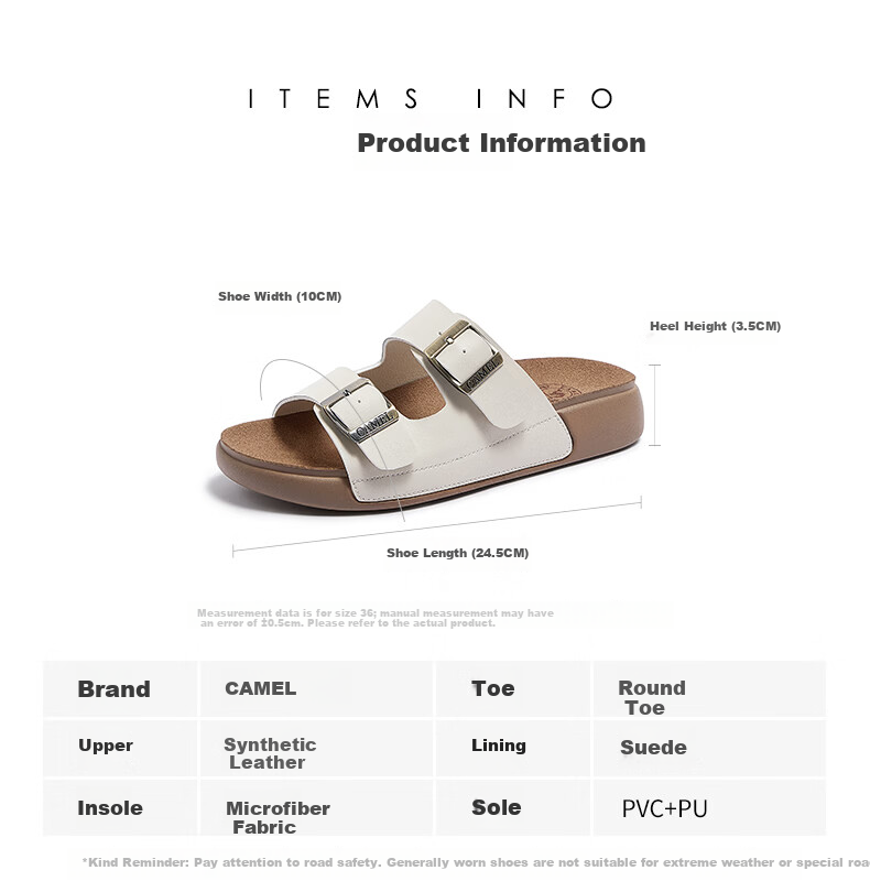 CAMEL Birkenstock Style Women's Casual Versatile Outdoor Slide Sandals L26M504022 Brown (Suede) Size 37 3