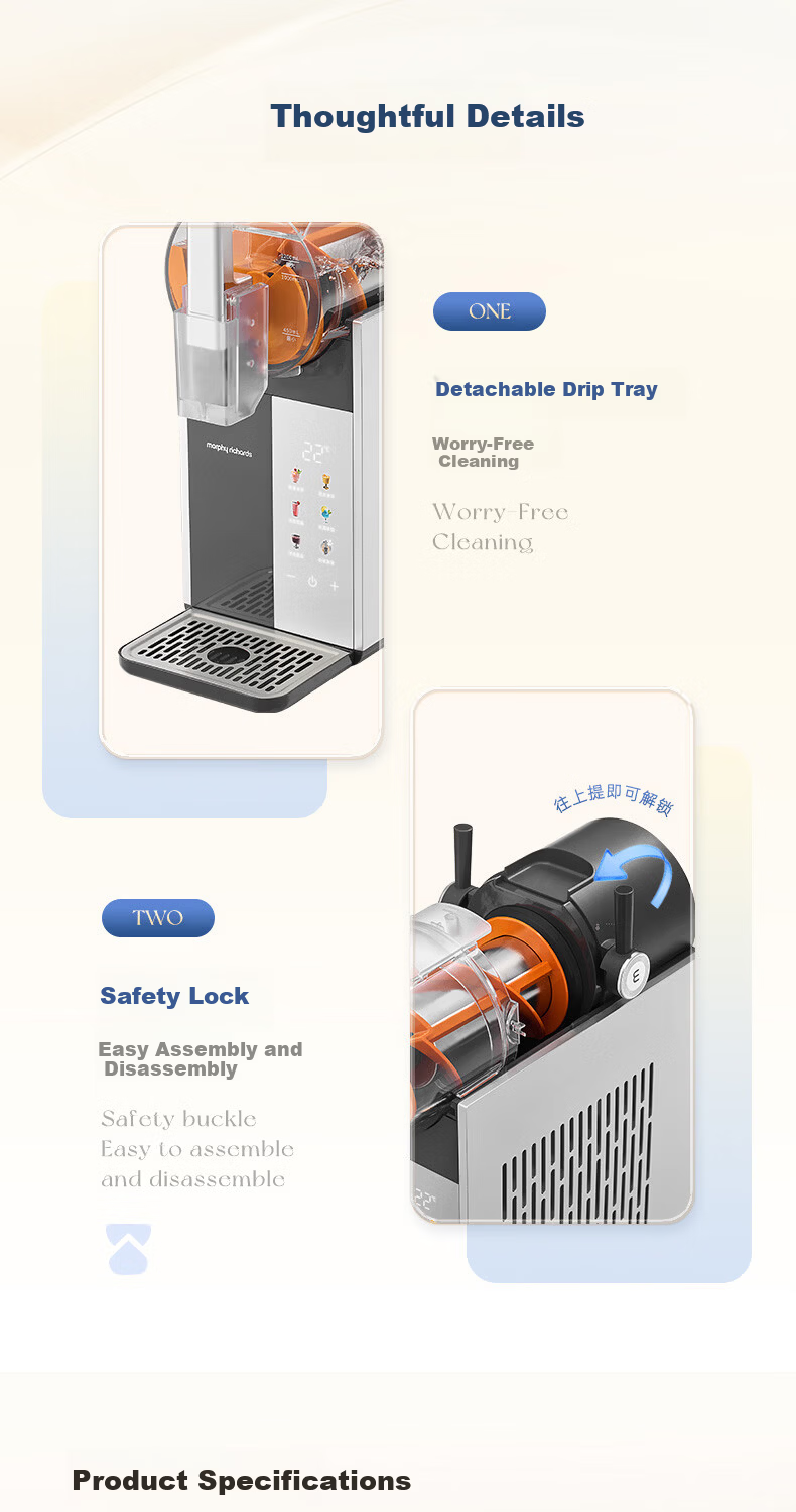 Morphyrichards Ice Crusher Machine Home Small Large Diameter Fully Automatic Fast Ice Shaving Commercial Snow Melting Machine Cold Drink Milkshake Cocktail Blender MR8002 17