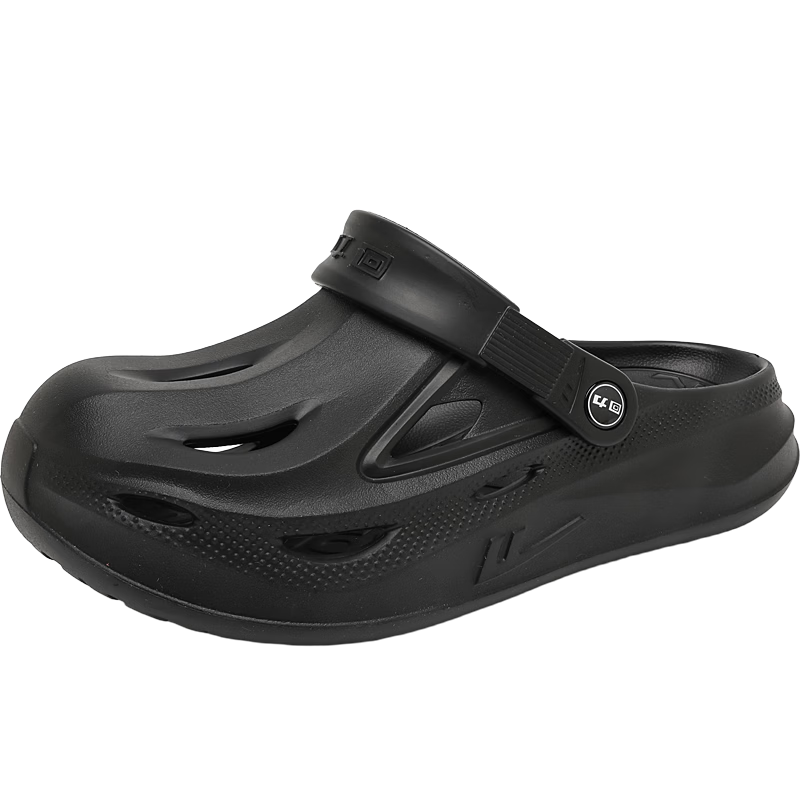 Warrior Men's Summer Breathable Sandals Closed-Toe Beach Slippers SDJ-0752 Black Size 43