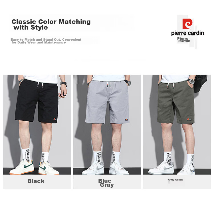 Pierre Cardin Men's Workwear Shorts Summer Casual Straight Cotton Stretch Five-Point Pants Black XL 6