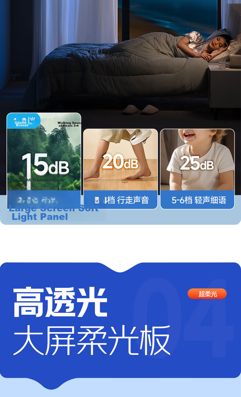 Dell Invisible Fan Light Eye Protection Fan Light Large Airflow Fan Light for Dining Room Living Room Bedroom with Electric Fan Integrated Silent Fan Light 16