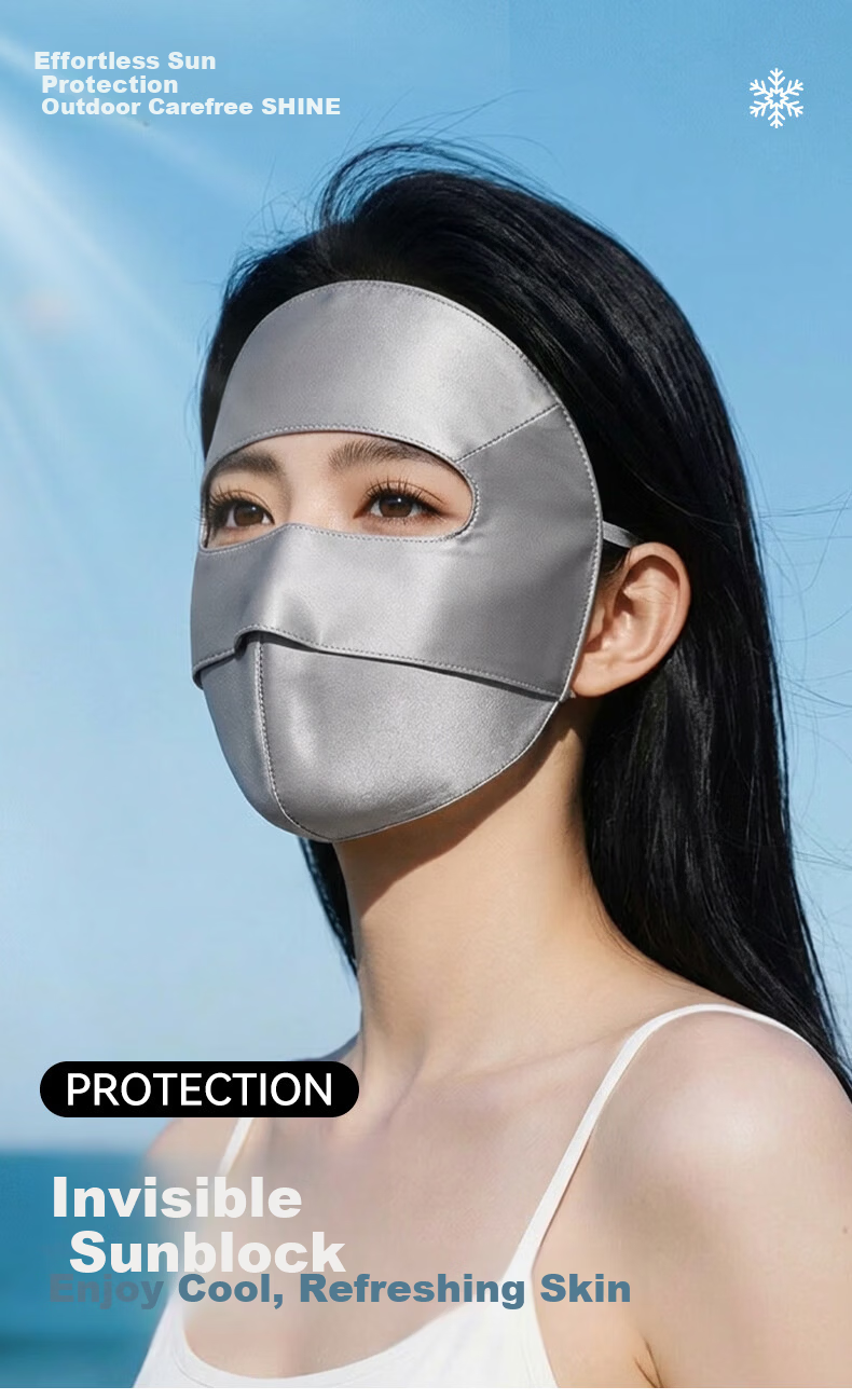 FitonTon Summer Sunscreen Face Mask 100% Mulberry Silk UV Protection Cycling Sunshade Face Cover for Women 1