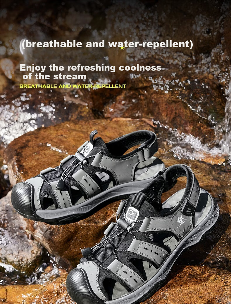 Yierkang Men's Sports Casual Open-Toe Sandals Beach Outdoor Water-Resistant Sandals 62121W Black Size 39 4