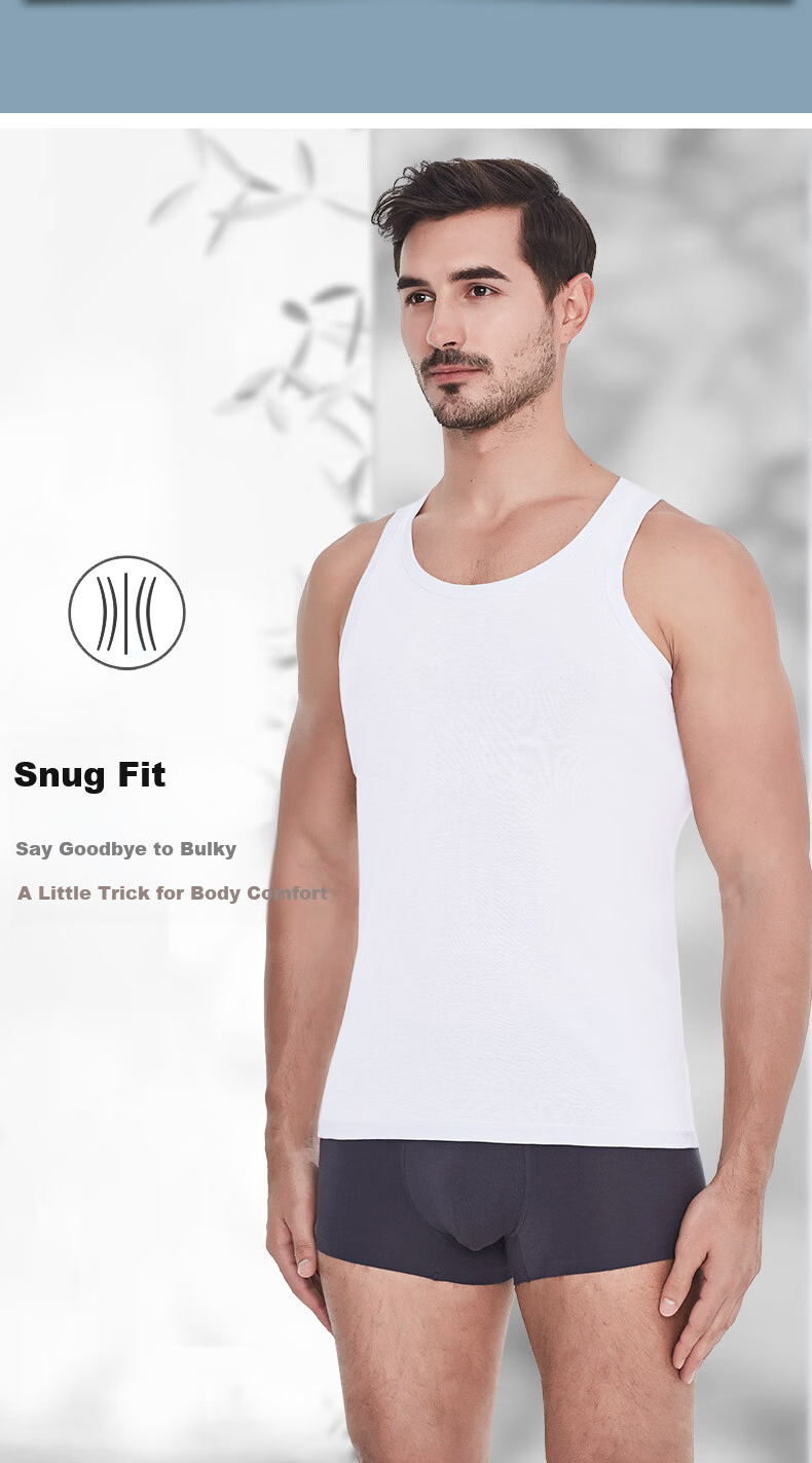 ROMON Men's Summer Cotton Vest 100% Cotton Loose Fit Large Size Undershirt Tank Top 11