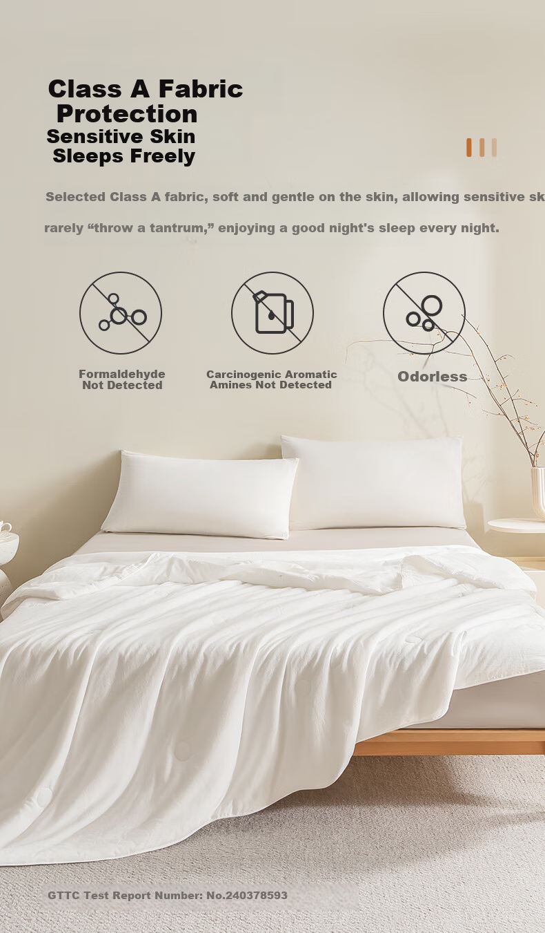 HuiShui 100% Cotton Antibacterial Mite-Resistant Soy Fiber Summer Thin Quilt Washable A-Class Pure Cotton Air Conditioning Quilt for Single and Double Beds 10