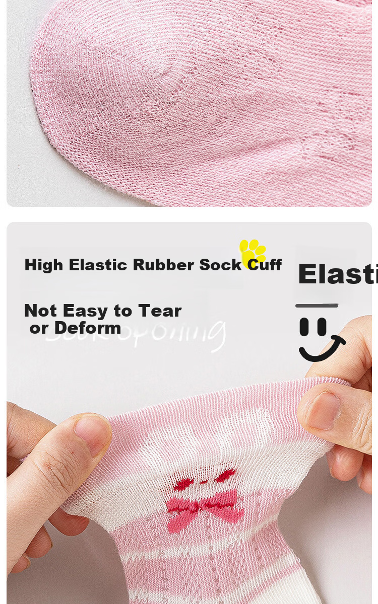 Little Pig Banner Summer Mesh Class A Infant Newborn Non-Binding Chubby Leg Xinjiang Long-Staple Cotton Seamless High Elastic Baby Cotton Socks 5