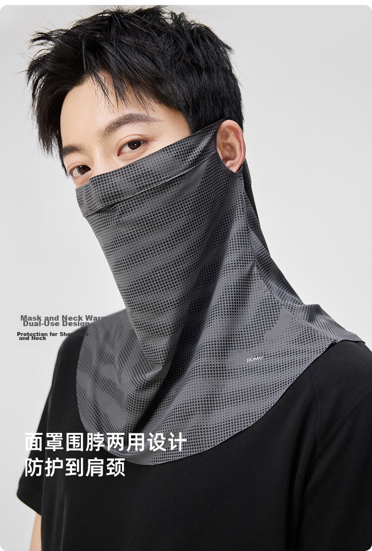JIUMU Ice Silk Sun Protection Face Mask for Men, Cycling and Mountaineering, Summer UV Protection Neck Cover, Full Face Sun Shield Mask 7