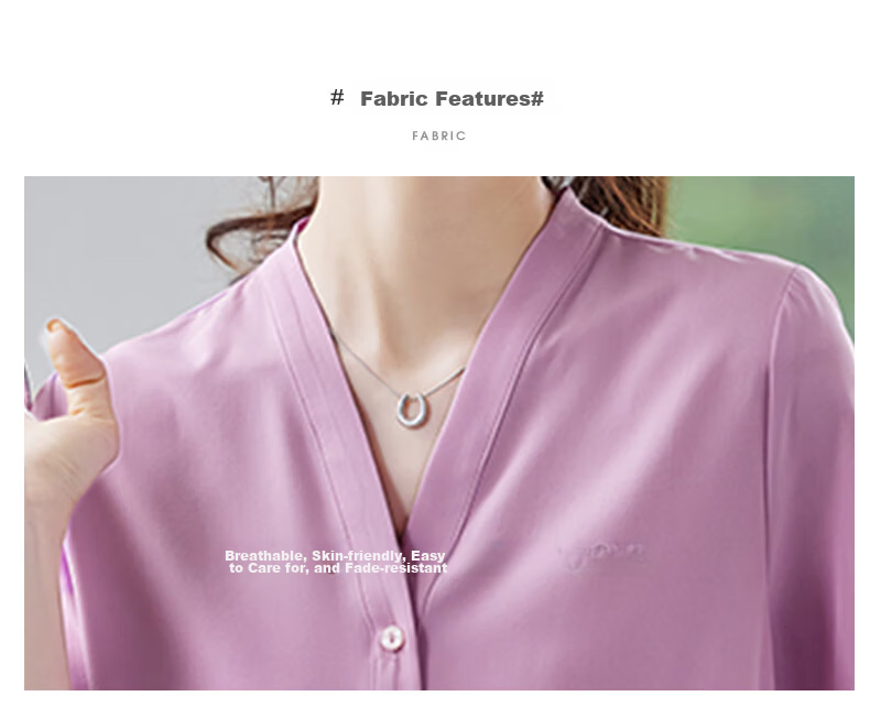 Jeanswest Women's Short Sleeve Shirt Summer Professional Slim Fit High-End Collarless Versatile Top Purple M 2