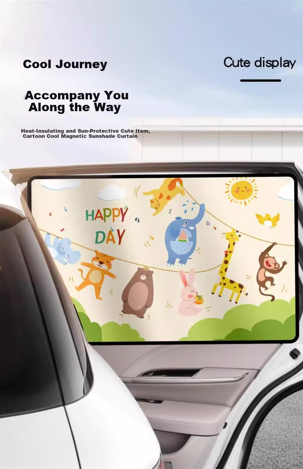 MOTCINO Car Side Window Sunshade Magnetic Track Privacy Curtain Interior Sunshade for Baby Car Window 1