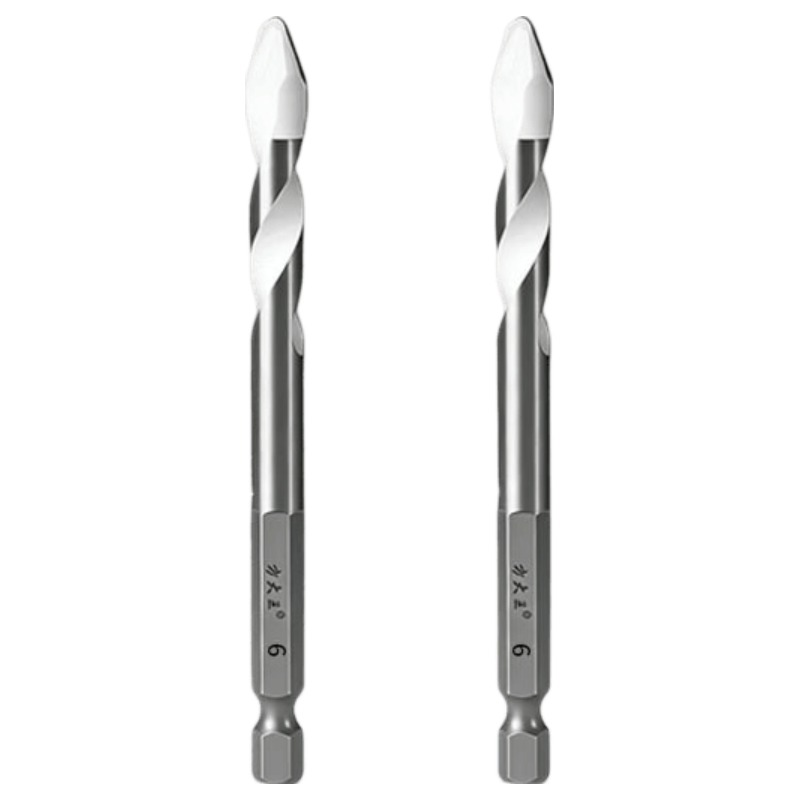 Fang Da Wang Angled Eccentric Drill Bit Dry Hammer Ceramic Tile Concrete Marble Full Ceramic Hex Shank 6mm 2pcs