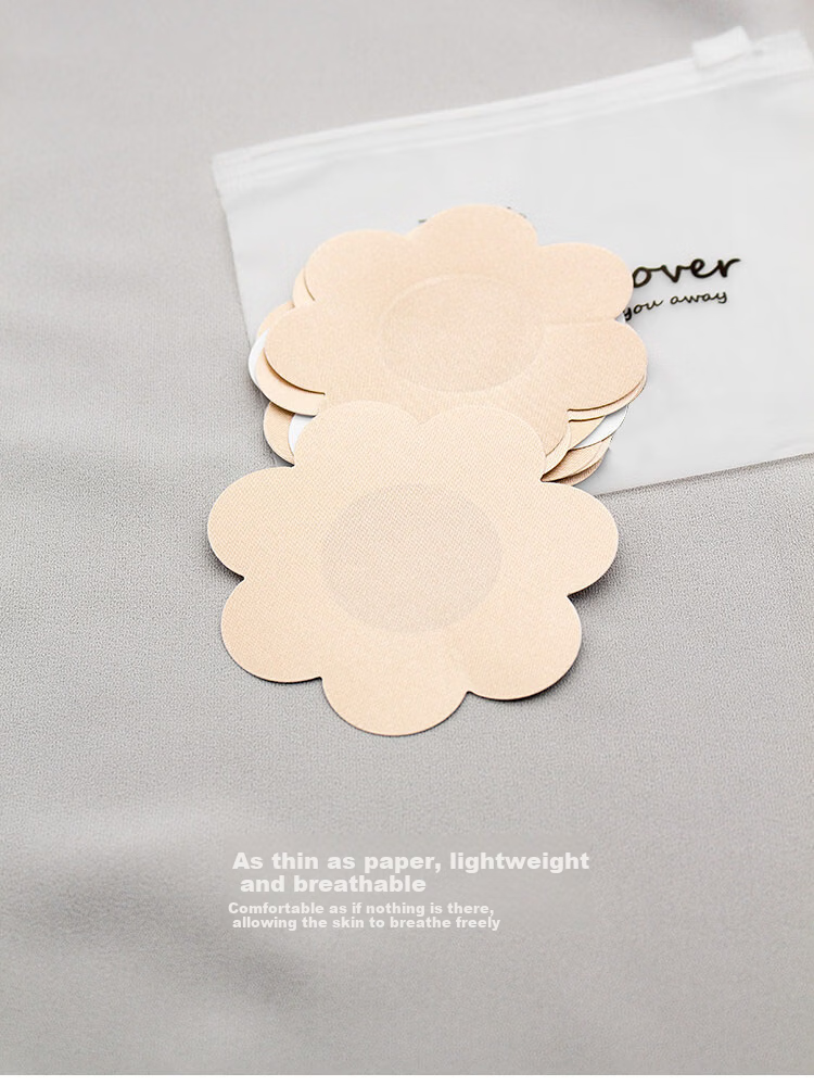 Caramella Disposable Silk Satin Ultra-Thin Invisible Breathable Adhesive Nipple Covers for Women Summer Strapless Bra Pads 3