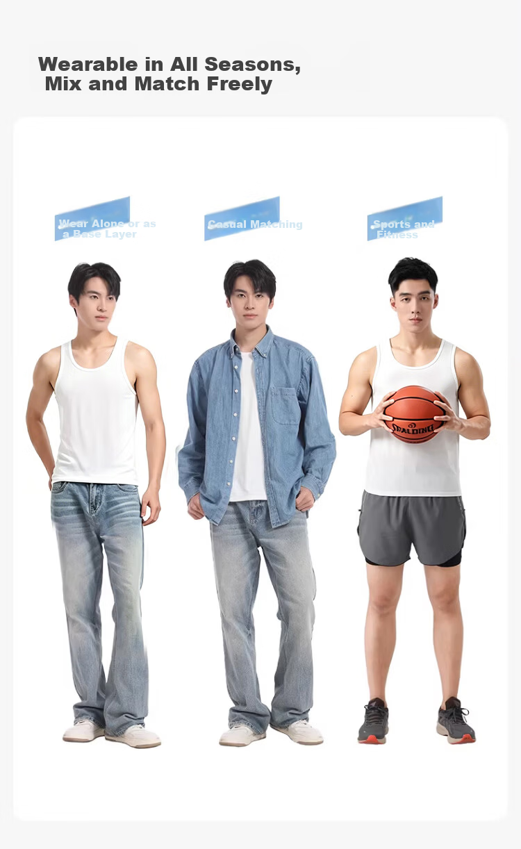 Langsha Men's Narrow Shoulder Vest Summer Thin Fitness Running Mesh Ice Silk Quick-Dry Sleeveless T-Shirt 11