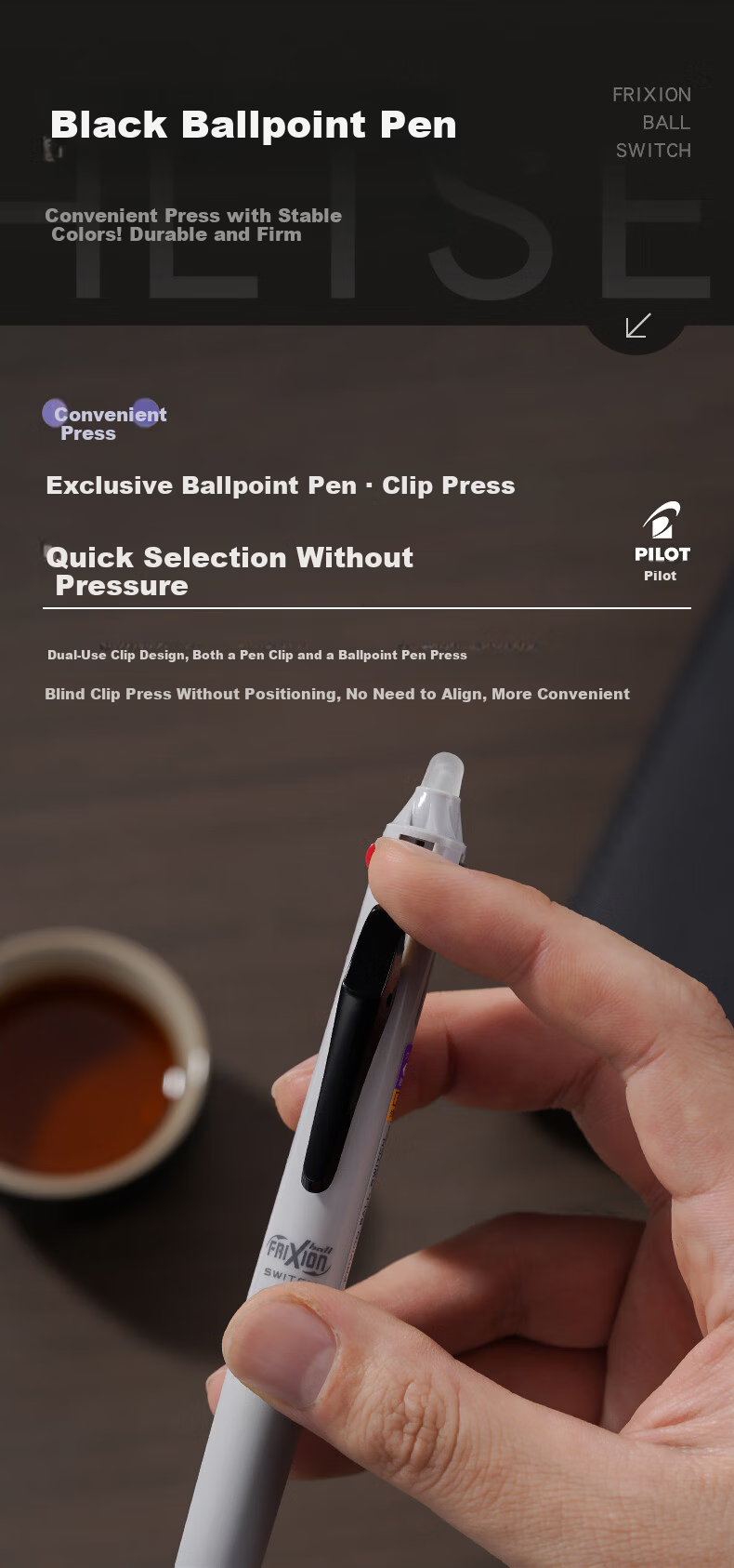 PILOT FRIXION BALL SWITCH Multi-Function Erasable Pen 3-Color 0.5 + Ballpoint Pen 0.7 LB31FBS-2-OL Olive Green 9