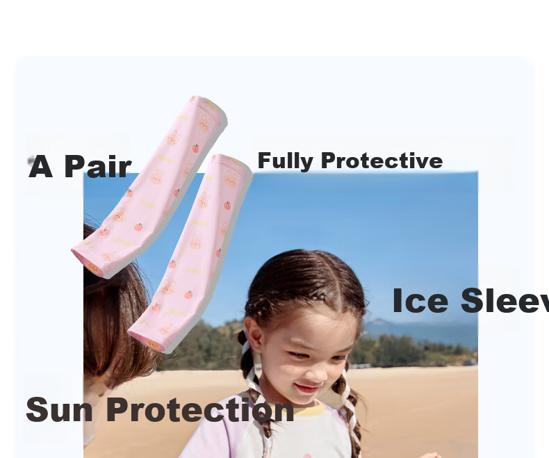 Niduoxiong Kids Ice Silk Sleeves UPF50+ Sun Protection Baby Arm Sleeves Boys Girls UV Protection Breathable Cooling Sleeves 4