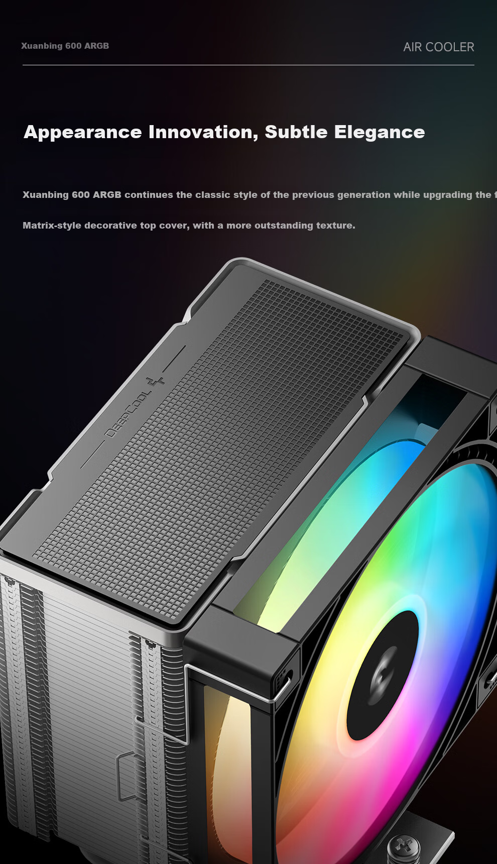 DEEPCOOL GAMMAXX 600 ARGB CPU Air Cooler 6 Heat Pipes Single Tower Offset Heat Pipe Design Wind Ring ARGB Fan Multi-Platform Support 4