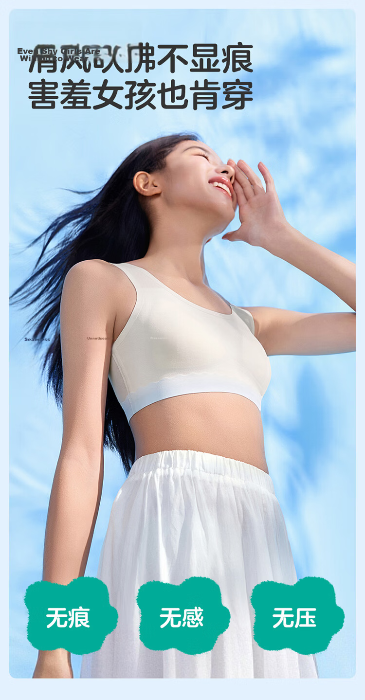 PurCotton Ultra-Thin Cotton Bra for Teenage Girls, Light Breathable Cotton Underwear for Middle School Students Aged 12-16, Self-Operated Second And Third Stage 3