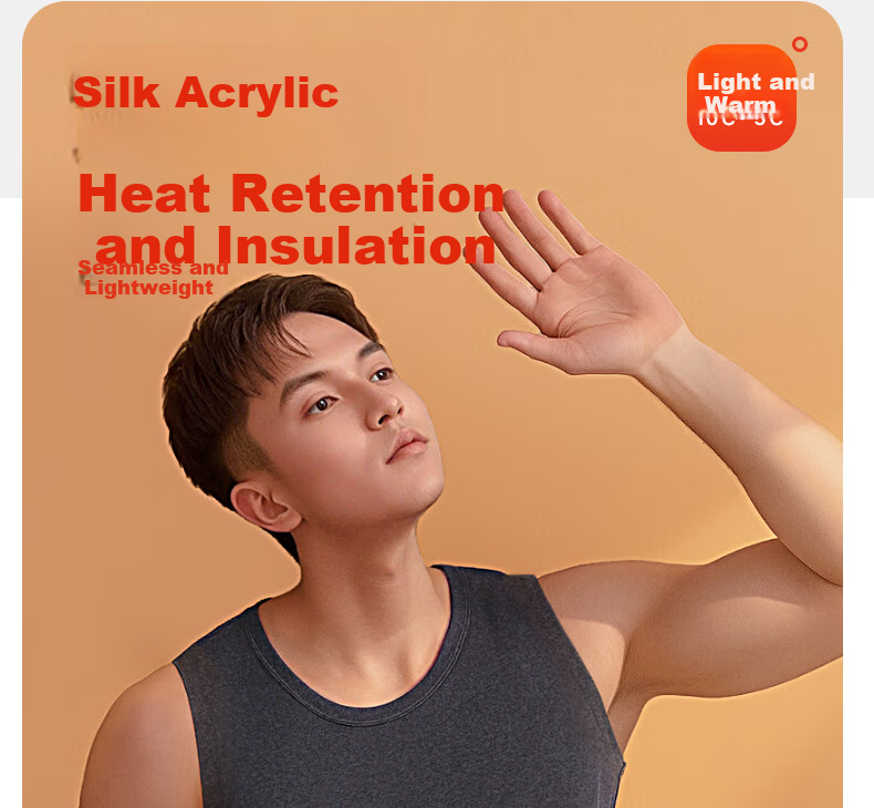 SEPTWOLVES Men's Silk Vest Double-Sided Brushed Seamless Itch-Free Warm Crew Neck Vest Storm Gray 2XL 1