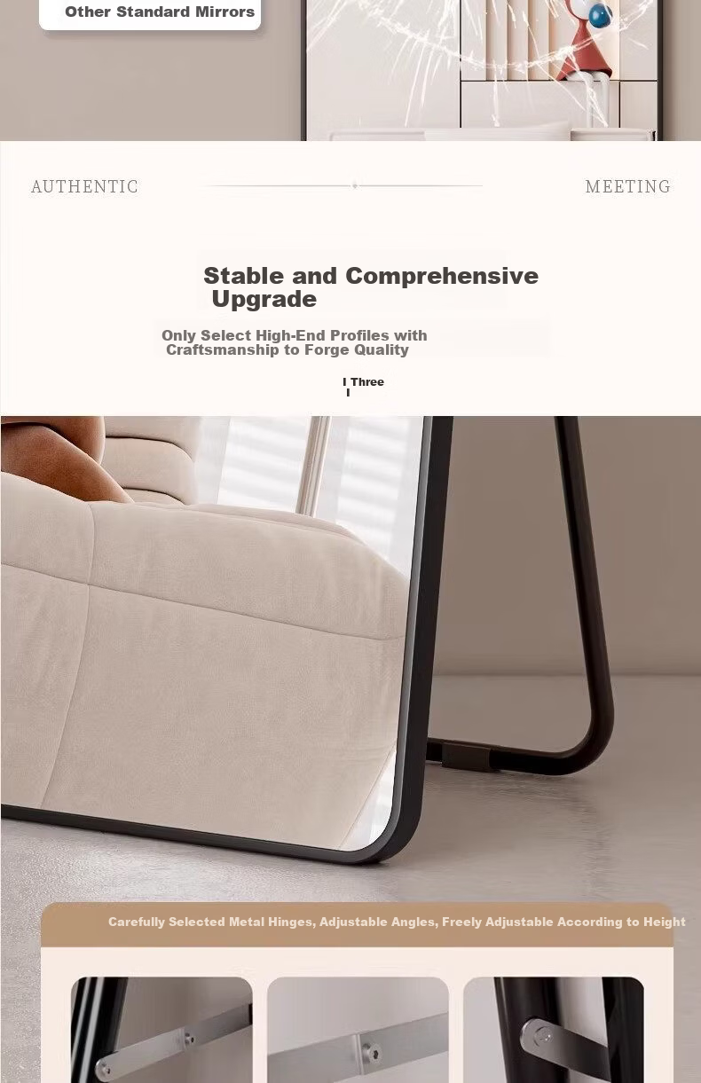 Puang Full-Length Mirror Floor Mirror Dressing Mirror Hanging Door Mirror Clothing Store Fitting Room Explosion-Proof Aluminum Alloy Wall Mirror 40*150cm 5