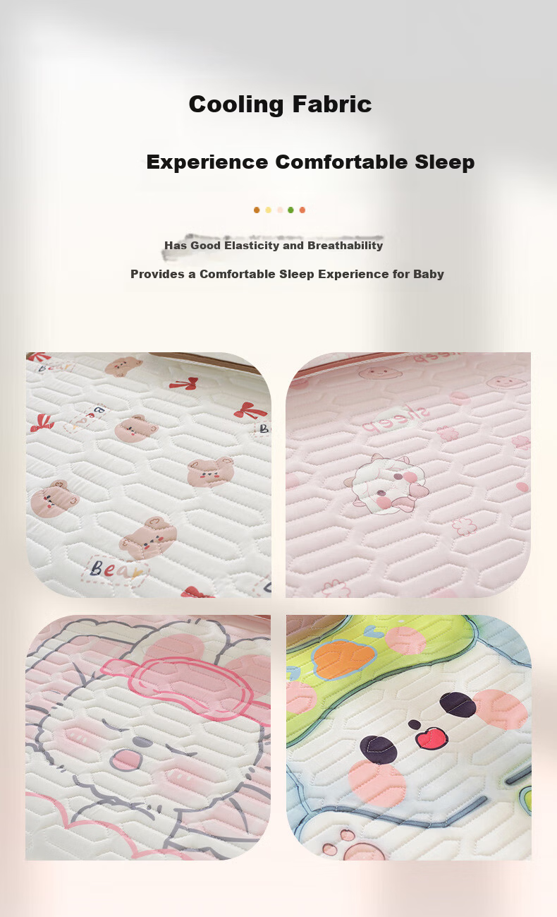 Baby Cooling Mat Ice Silk Breathable Sweat-Absorbent Toddler Kindergarten Large Latex Cooling Mat Skateboard Dinosaur 6