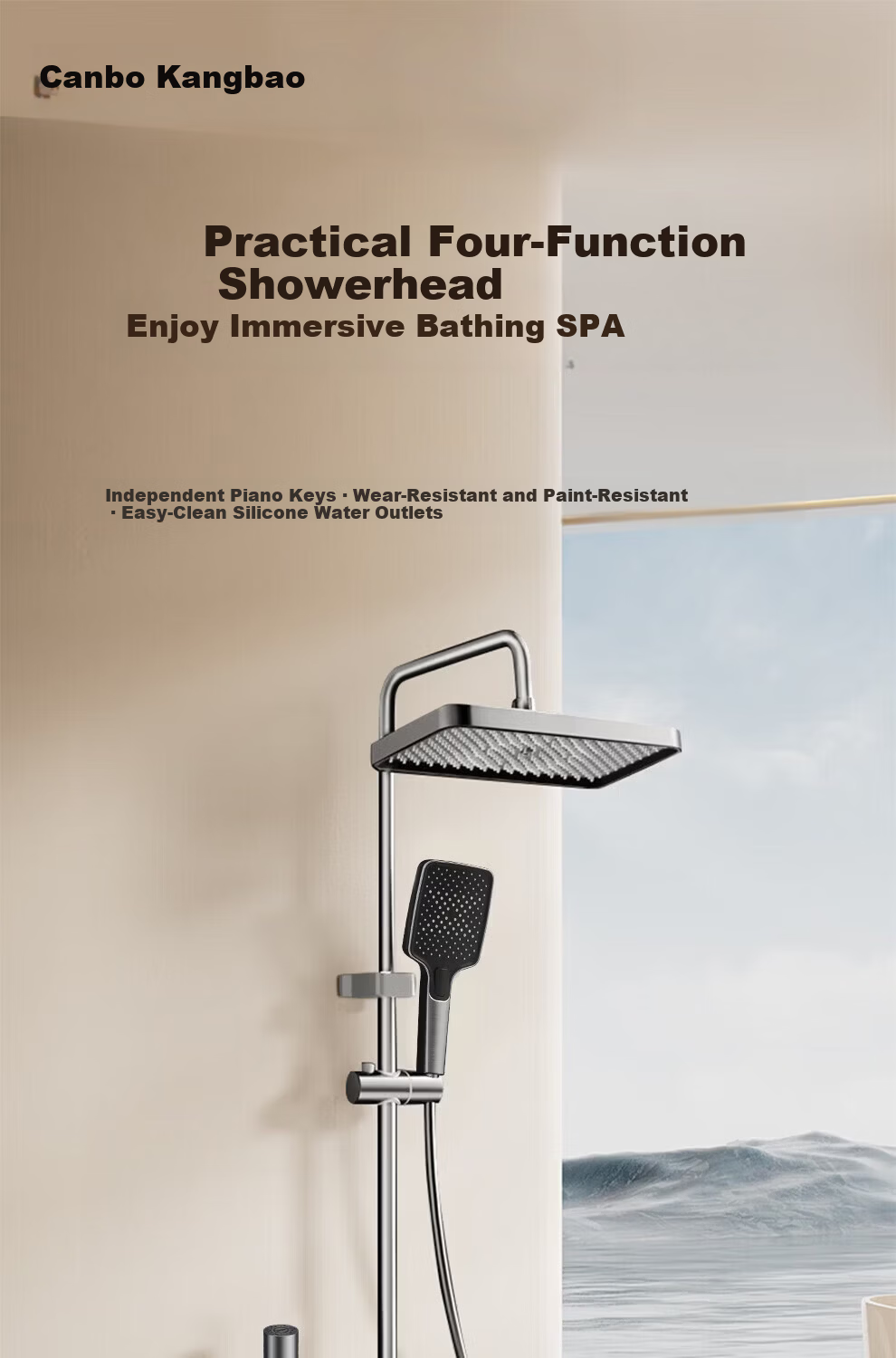 Canbo Shower Set Gunmetal Brass Pressurized Bathroom Shower Head Gunmetal Piano Key Set HM01HT 1