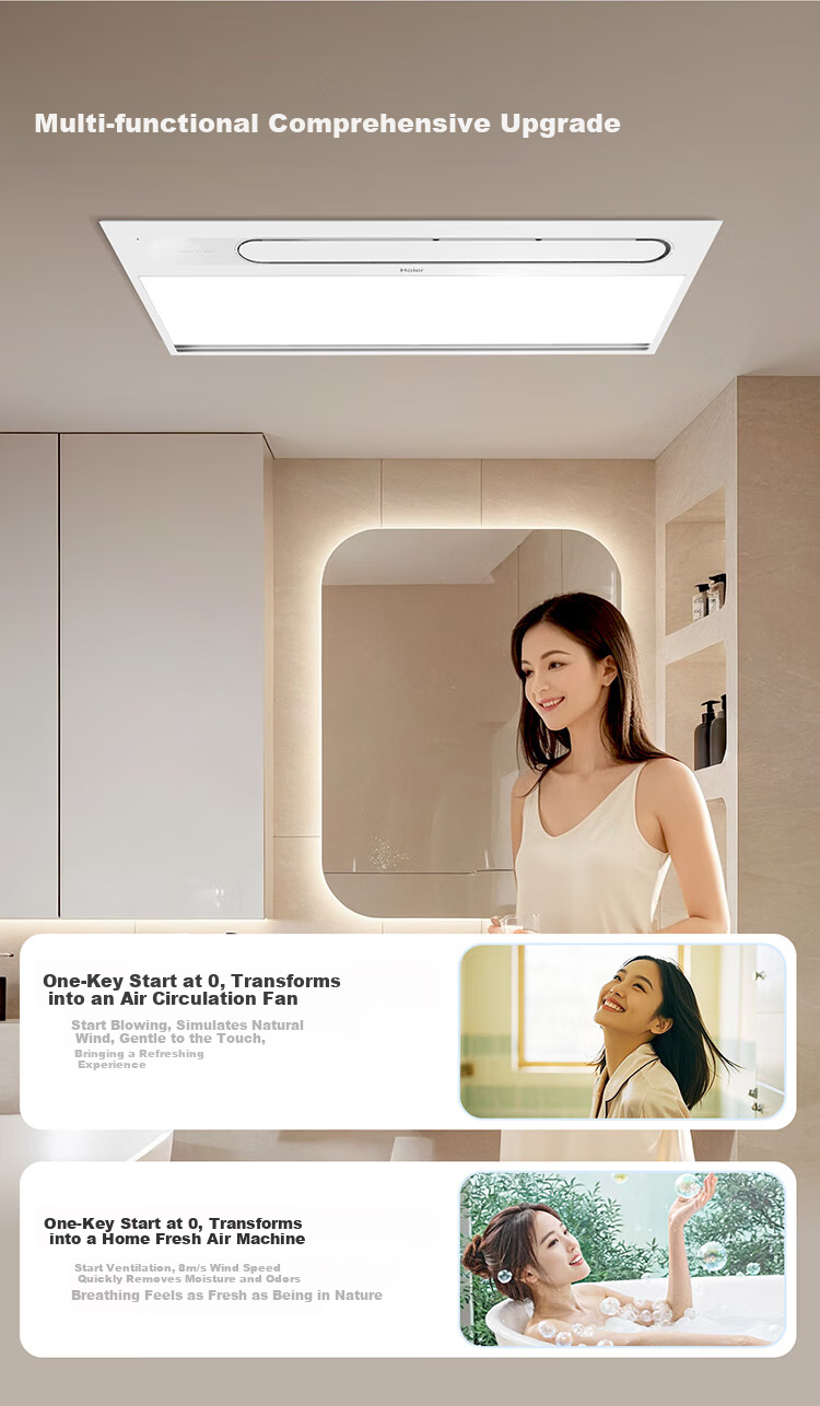Haier 5-in-1 Bathroom Heater Fan Light Exhaust MH3W Integrated Ceiling Mounted Warm Air Ventilation Lamp 12