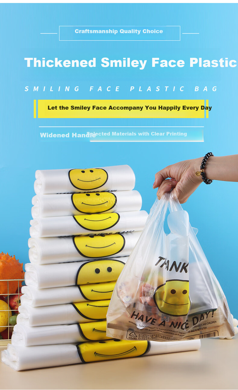 LAUTEE YM045 White Thickened Plastic Bags Handheld Transparent Vest Garbage Bags Double-Sided 2.4 Mil 20x31cm 200pcs Pack 1