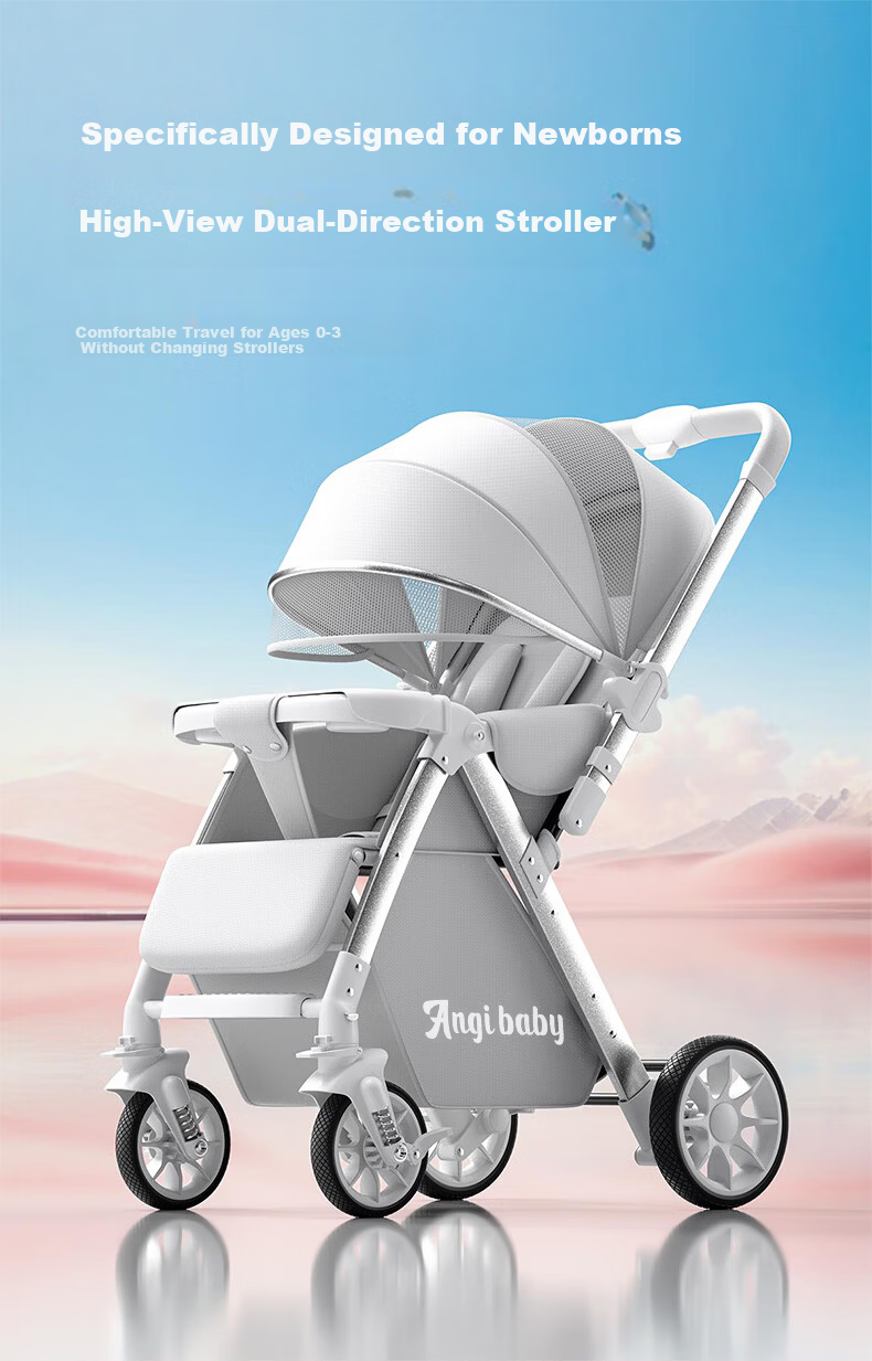 ANGI BABY High-View Reversible Baby Stroller, Lightweight Foldable, Multi-Position Seat and Recline, Perfect for Walking with Baby 4