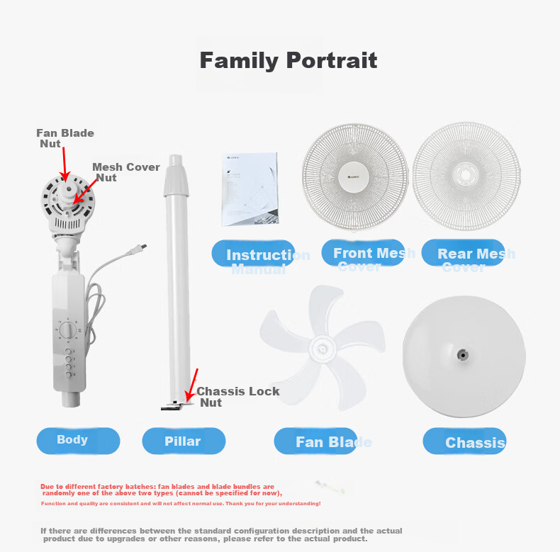 GREE Large Airflow 5-Blade Household Electric Fan Office Adjustable Height Pedestal Fan with Timer FD-4012-WG 10
