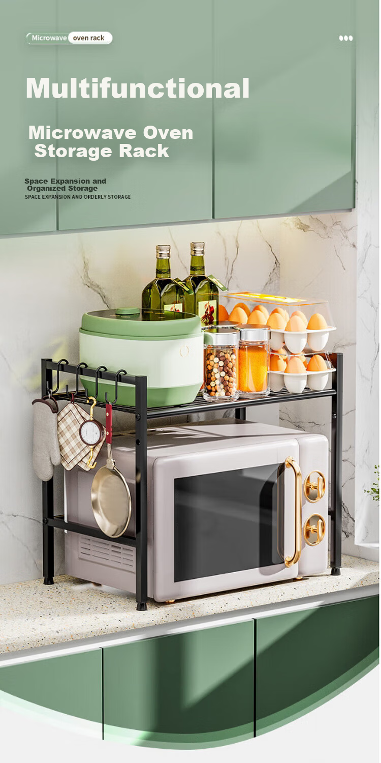 Ouranzo Kitchen Storage Rack Microwave Oven Rack Oven Rack Household Countertop Rice Cooker Storage Rack Multifunctional Storage Rack 1