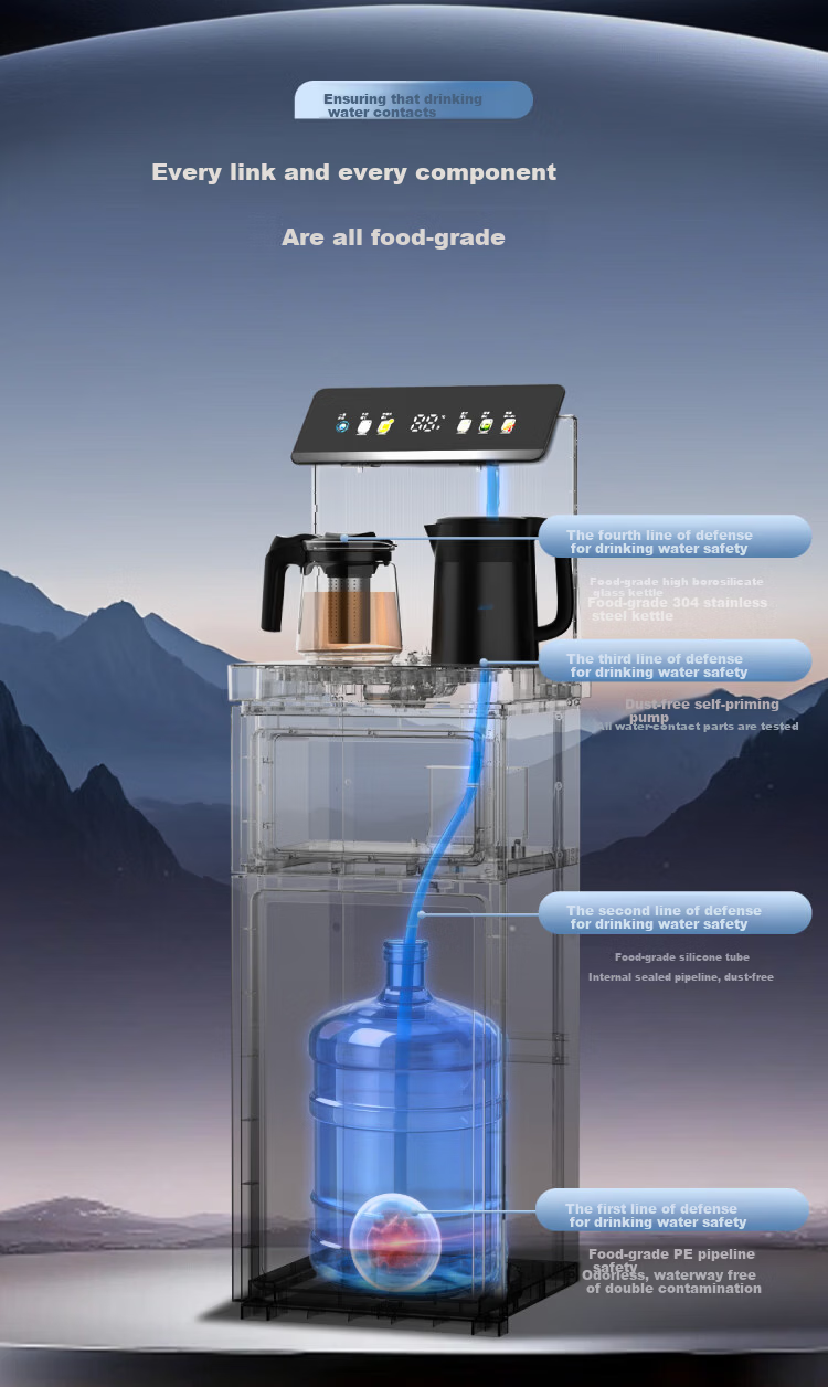 TRULIVA Tea Bar Machine Living Room Home Water Dispenser Multifunctional Hot and Cold Intelligent Tea Bar Cabinet Bottom-Load Water Bucket Fully Automatic Vertical Kettle Tea Maker National Subsidy YT 4